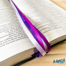 Load image into Gallery viewer, Bible Ribbon Bookmark, Purple Swirl
