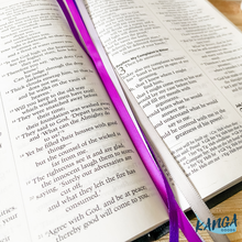 Load image into Gallery viewer, Bible Ribbon Bookmark, Purple Swirl
