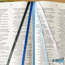 Load image into Gallery viewer, Bible Ribbon Bookmark, Blue Floral
