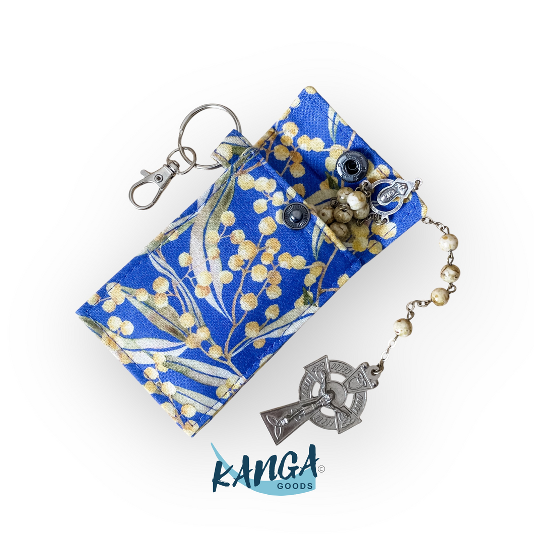 Rosary Pouch, Blue Wattle