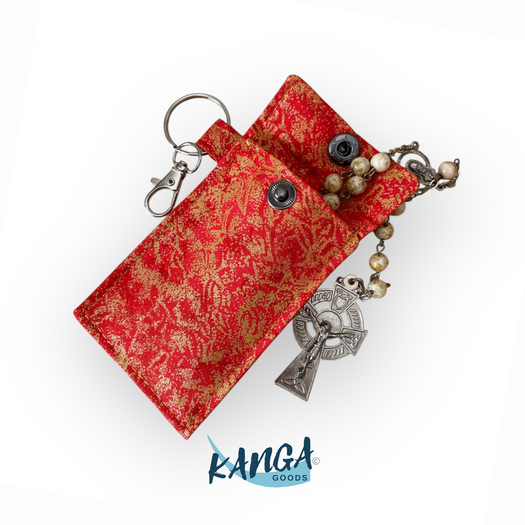 Rosary Pouch, Papal Red and Gold