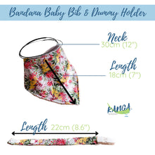 Load image into Gallery viewer, Cute Australia Garden bandana dribble bib &amp; dummy pacifier clip, Adjustable, Baby shower gift set
