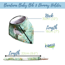 Load image into Gallery viewer, Cute Green Cockatoo Australian bandana dribble bib &amp; dummy pacifier clip, Adjustable, Gender neutral green, Baby shower gift
