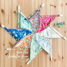 Load image into Gallery viewer, Cute Green Cockatoo Australian bandana dribble bib &amp; dummy pacifier clip, Adjustable, Gender neutral green, Baby shower gift
