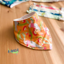 Load image into Gallery viewer, Cute Galah Australian bandana dribble bib &amp; dummy pacifier clip, Adjustable, Gender neutral orange, Baby shower gift
