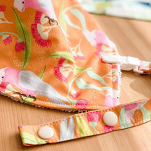 Load image into Gallery viewer, Cute Galah Australian bandana dribble bib &amp; dummy pacifier clip, Adjustable, Gender neutral orange, Baby shower gift
