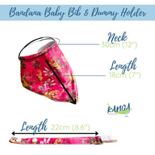 Load image into Gallery viewer, Cute Wild Bouquet Australian bandana dribble bib &amp; dummy pacifier clip, Adjustable, Pink, Baby shower gift
