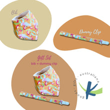 Load image into Gallery viewer, Cute Galah Australian bandana dribble bib &amp; dummy pacifier clip, Adjustable, Gender neutral orange, Baby shower gift
