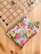 Load image into Gallery viewer, Wild Flowers Coin Purse, Face mask Pouch, Fabric Pouch, Cosmetic Purse, Stocking Stuffer, Travel Bag, Birthday Gift, Australiana Gift
