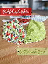 Load image into Gallery viewer, Christmas Australian Bandana Dribble Bib, Adjustable, Gender neutral, white, green, pink, blue Baby shower gift, bib for her, bib for him
