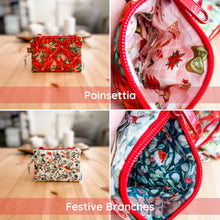 Load image into Gallery viewer, Christmas Coin Purse, Face mask Pouch, Fabric Pouch, Cosmetic Purse, Stocking Stuffer, Travel Bag, Birthday Gift, Australiana Gift
