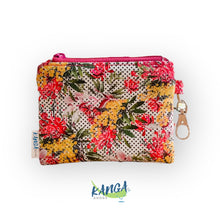 Load image into Gallery viewer, Wild Flowers Coin Purse, Face mask Pouch, Fabric Pouch, Cosmetic Purse, Stocking Stuffer, Travel Bag, Birthday Gift, Australiana Gift
