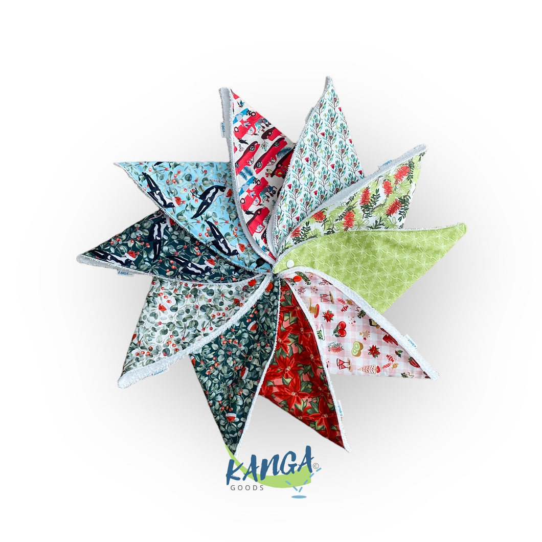 Christmas Australian Bandana Dribble Bib, Adjustable, Gender neutral, white, green, pink, blue Baby shower gift, bib for her, bib for him