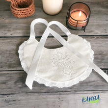Load image into Gallery viewer, Baptism Bib with Embroidered Cross
