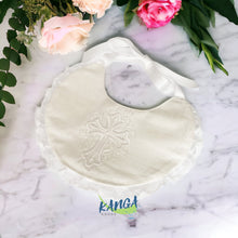 Load image into Gallery viewer, Baptism Bib with Embroidered Cross
