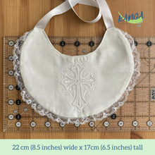 Load image into Gallery viewer, Baptism Bib with Embroidered Cross
