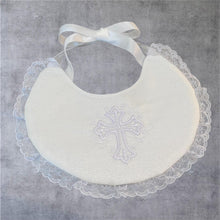 Load image into Gallery viewer, Baptism Bib with Embroidered Cross
