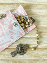 Load image into Gallery viewer, Rosary Pouch, St. Philomena Pink &amp; White Floral
