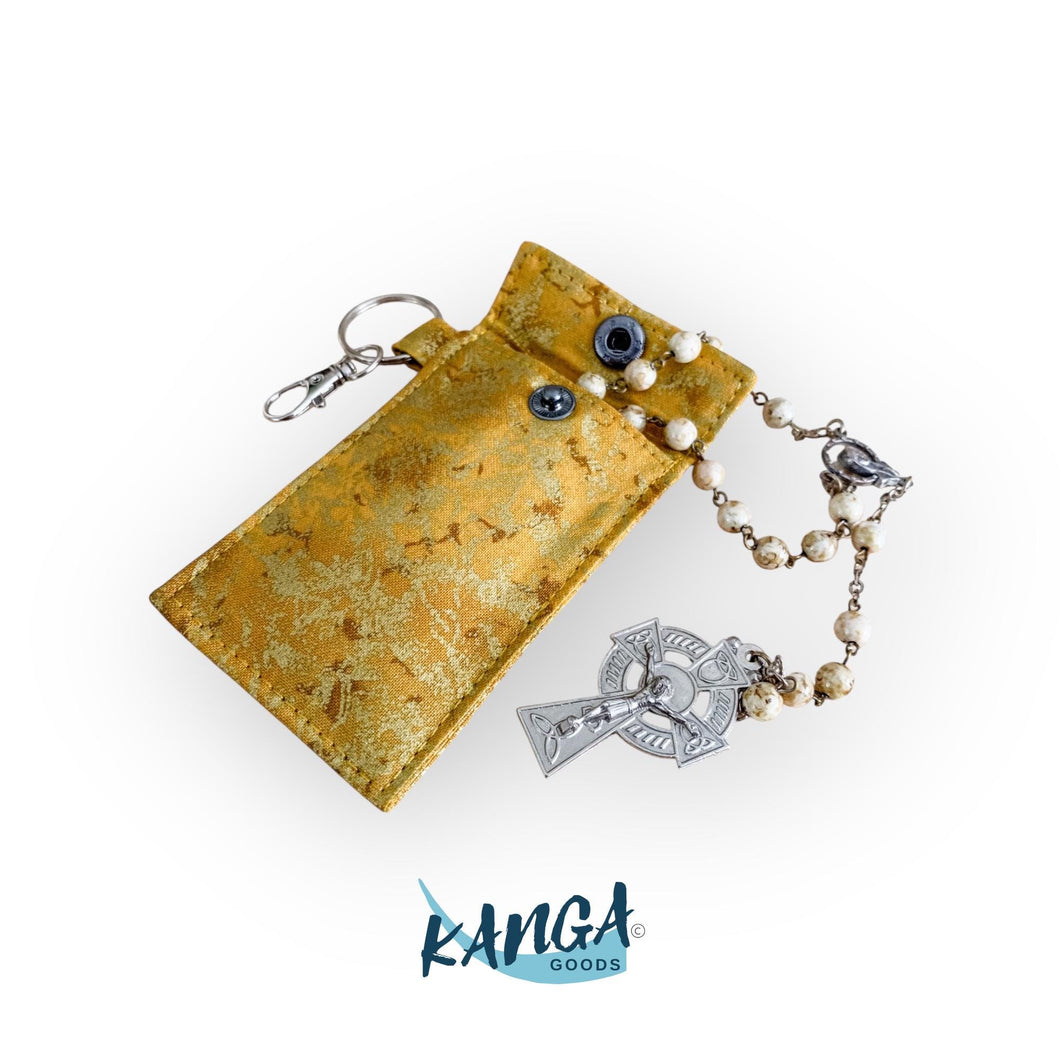 Rosary Pouch, Adoration Gold